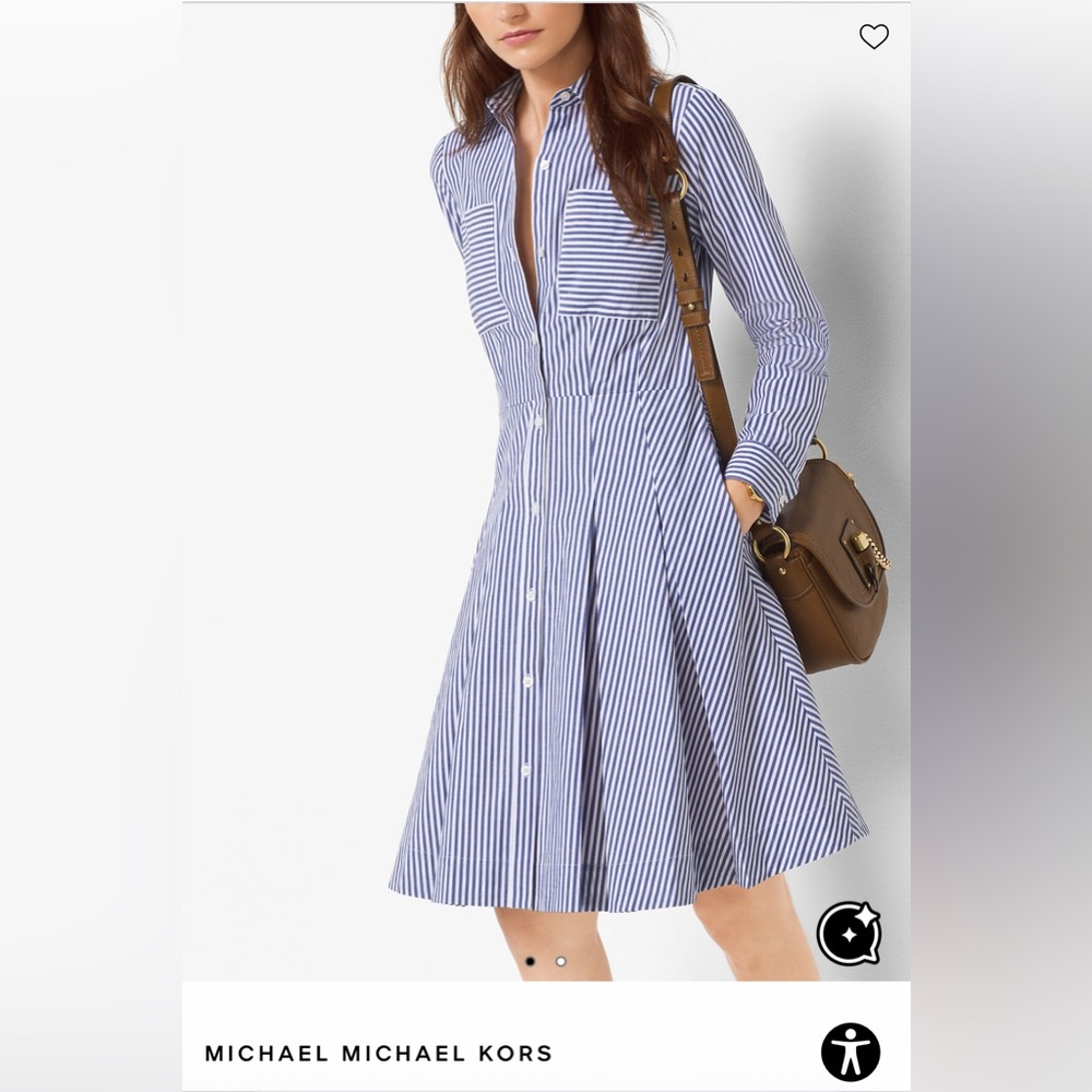 Michael Kors Blue and White Striped Shirt Dress. Size 8. Excellent condition